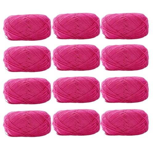 Farbiges Strickgarn, 12er-Pack 40 g Acryl-Baumwoll-Mischgewebe, 4-fädig, 2 mm, mehrfarbiges Garn(Color 08) von PXAMORTEL