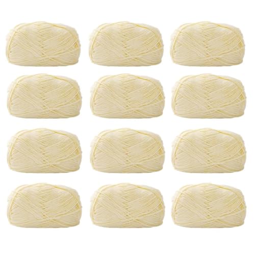 Farbiges Strickgarn, 12er-Pack 40 g Acryl-Baumwoll-Mischgewebe, 4-fädig, 2 mm, mehrfarbiges Garn(Color 10) von PXAMORTEL