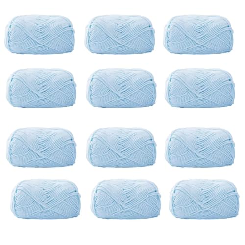 Farbiges Strickgarn, 12er-Pack 40 g Acryl-Baumwoll-Mischgewebe, 4-fädig, 2 mm, mehrfarbiges Garn(Color 18) von PXAMORTEL