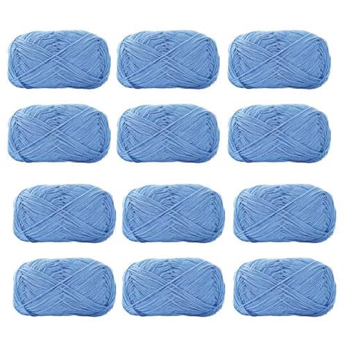 Farbiges Strickgarn, 12er-Pack 40 g Acryl-Baumwoll-Mischgewebe, 4-fädig, 2 mm, mehrfarbiges Garn(Color 19) von PXAMORTEL