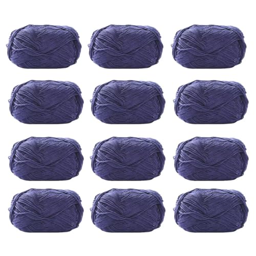 Farbiges Strickgarn, 12er-Pack 40 g Acryl-Baumwoll-Mischgewebe, 4-fädig, 2 mm, mehrfarbiges Garn(Color 21) von PXAMORTEL