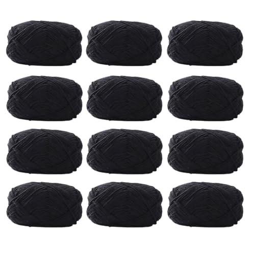 Farbiges Strickgarn, 12er-Pack 40 g Acryl-Baumwoll-Mischgewebe, 4-fädig, 2 mm, mehrfarbiges Garn(Color 34) von PXAMORTEL
