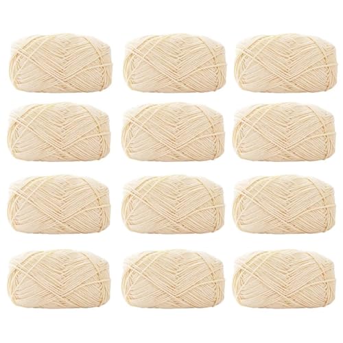 Farbiges Strickgarn, 12er-Pack 40 g Acryl-Baumwoll-Mischgewebe, 4-fädig, 2 mm, mehrfarbiges Garn(Color 35) von PXAMORTEL