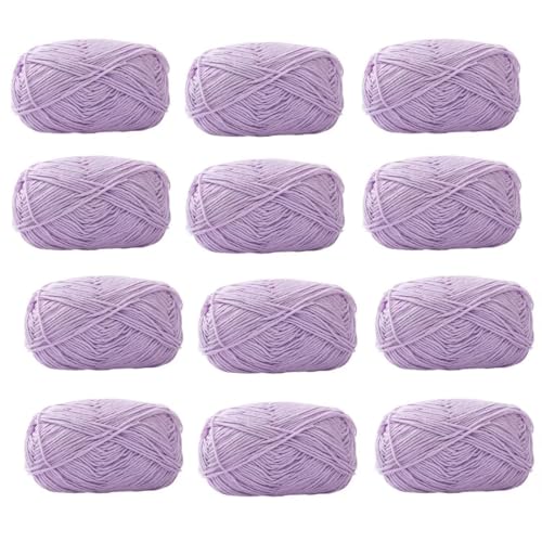 Farbiges Strickgarn, 12er-Pack 40 g Acryl-Baumwoll-Mischgewebe, 4-fädig, 2 mm, mehrfarbiges Garn(Color 38) von PXAMORTEL