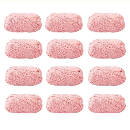 Farbiges Strickgarn, 12er-Pack 40 g Acryl-Baumwoll-Mischgewebe, 4-fädig, 2 mm, mehrfarbiges Garn(Color 44) von PXAMORTEL