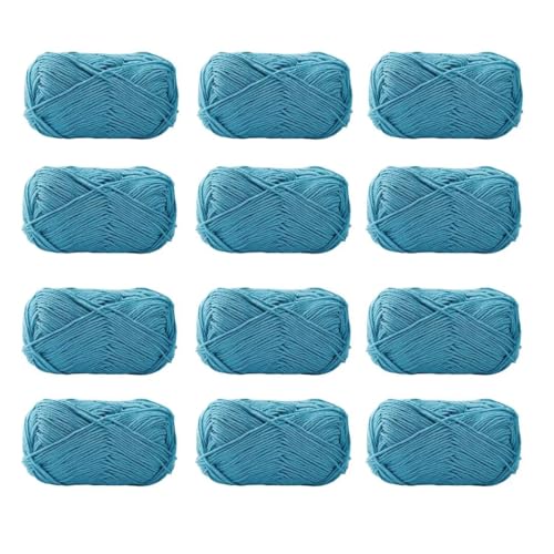 Farbiges Strickgarn, 12er-Pack 40 g Acryl-Baumwoll-Mischgewebe, 4-fädig, 2 mm, mehrfarbiges Garn(Color 46) von PXAMORTEL