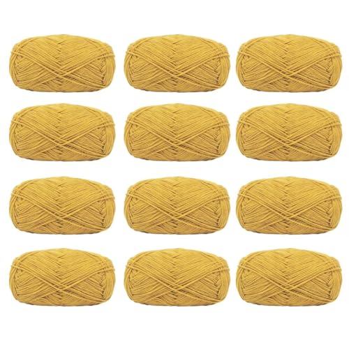 Farbiges Strickgarn, 12er-Pack 40 g Acryl-Baumwoll-Mischgewebe, 4-fädig, 2 mm, mehrfarbiges Garn(Color 48) von PXAMORTEL