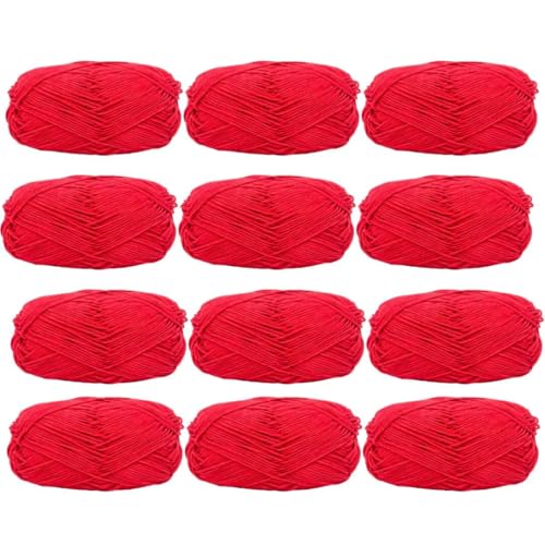 Farbiges Strickgarn, 12er-Pack 40 g Acryl-Baumwoll-Mischgewebe, 4-fädig, 2 mm, mehrfarbiges Garn(Color 50) von PXAMORTEL