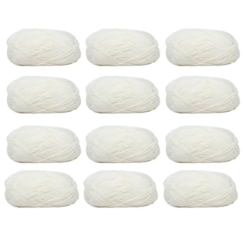 Farbiges Strickgarn, 12er-Pack 40 g Acryl-Baumwoll-Mischgewebe, 4-fädig, 2 mm, mehrfarbiges Garn(Color 51) von PXAMORTEL