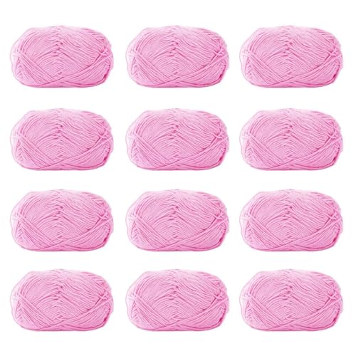 Farbiges Strickgarn, 12er-Pack 40 g Acryl-Baumwoll-Mischgewebe, 4-fädig, 2 mm, mehrfarbiges Garn(Color 52) von PXAMORTEL
