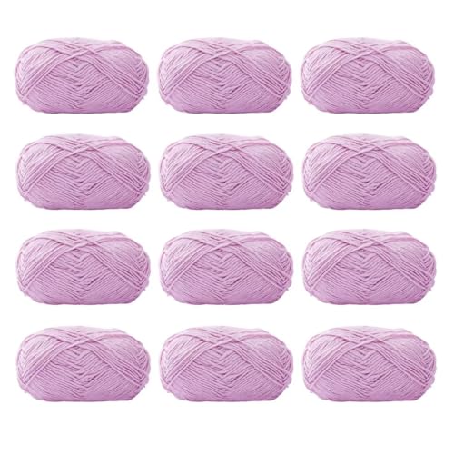 Farbiges Strickgarn, 12er-Pack 40 g Acryl-Baumwoll-Mischgewebe, 4-fädig, 2 mm, mehrfarbiges Garn(Color 53) von PXAMORTEL