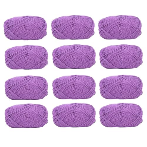 Farbiges Strickgarn, 12er-Pack 40 g Acryl-Baumwoll-Mischgewebe, 4-fädig, 2 mm, mehrfarbiges Garn(Color 57) von PXAMORTEL