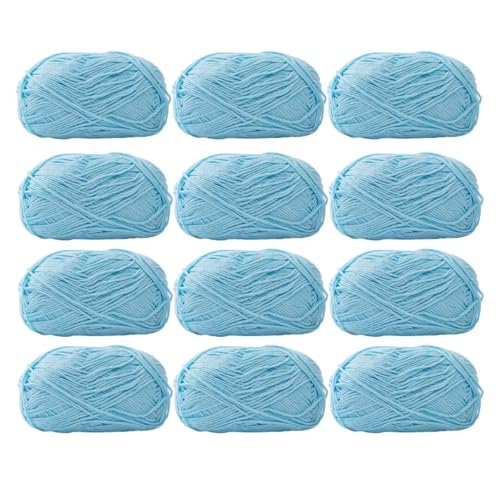 Farbiges Strickgarn, 12er-Pack 40 g Acryl-Baumwoll-Mischgewebe, 4-fädig, 2 mm, mehrfarbiges Garn(Color 58) von PXAMORTEL