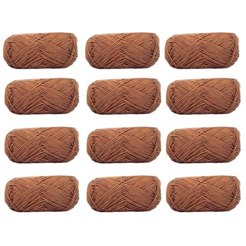 Farbiges Strickgarn, 12er-Pack 40 g Acryl-Baumwoll-Mischgewebe, 4-fädig, 2 mm, mehrfarbiges Garn(Color 61) von PXAMORTEL