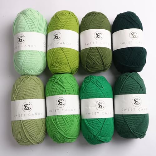 Farbiges Strickgarn, 40 g 4-lagiges 2 mm Acryl-Baumwollgarn, mehrfarbig, for Stricken, Häkeln, Weben, Stanznadel(Green) von PXAMORTEL