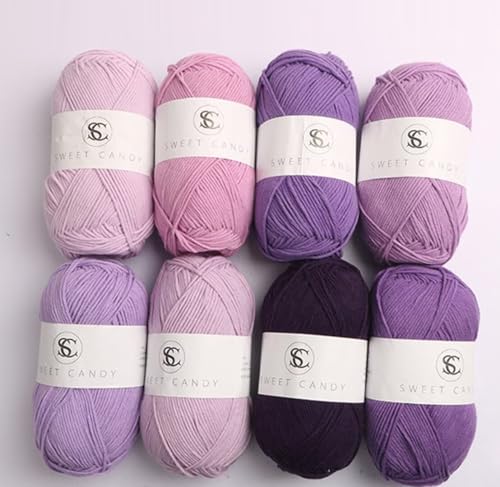 Farbiges Strickgarn, 40 g 4-lagiges 2 mm Acryl-Baumwollgarn, mehrfarbig, for Stricken, Häkeln, Weben, Stanznadel(Purple) von PXAMORTEL
