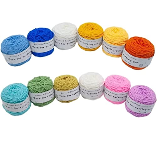 Farbiges Strickgarn, Baumwoll-Polyester-Tufting-Gun-Garn for die Teppichherstellung, mehrfarbig, Packung mit 6 Rollen, 95 g – 458 g(Multi-color,458g/roll) von PXAMORTEL