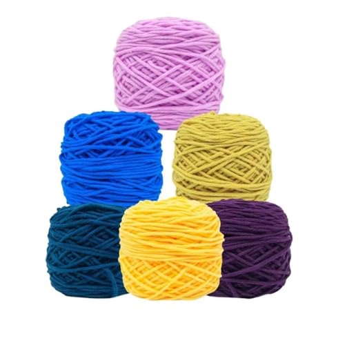 Farbiges Strickgarn, Häkel-Tufting-Garn, 6er-Pack, mehrfarbig, 5 mm, for Teppich-Tufting, Punch Needle, 195 g Knäuel(D) von PXAMORTEL