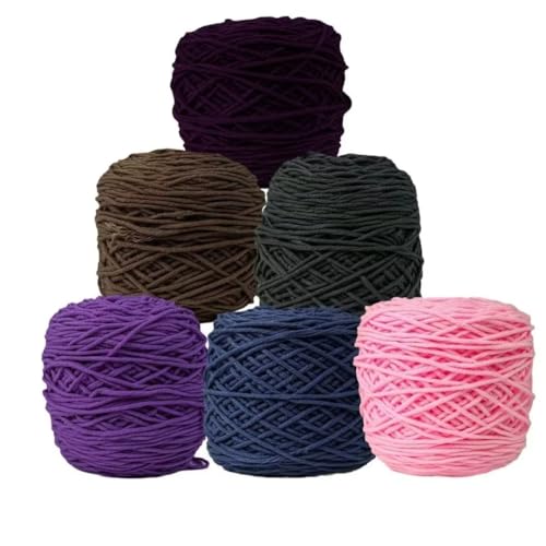 Farbiges Strickgarn, Häkel-Tufting-Garn, 6er-Pack, mehrfarbig, 5 mm, for Teppich-Tufting, Punch Needle, 195 g Knäuel(G) von PXAMORTEL