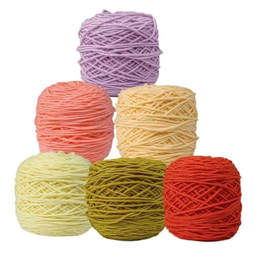 Farbiges Strickgarn, Häkel-Tufting-Garn, 6er-Pack, mehrfarbig, 5 mm, for Teppich-Tufting, Punch Needle, 195 g Knäuel(K) von PXAMORTEL