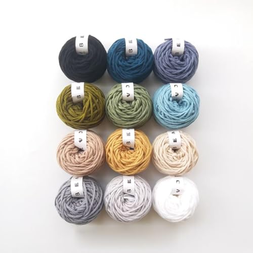 Farbiges Strickgarn, Tufting Gun Garn, Acryl, 8-fädig, 3,5 mm dick, mehrfarbig, 4er-Pack(12 Colors-a) von PXAMORTEL