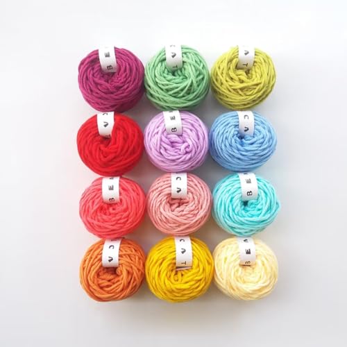 Farbiges Strickgarn, Tufting Gun Garn, Acryl, 8-fädig, 3,5 mm dick, mehrfarbig, 4er-Pack(12 Colors-b) von PXAMORTEL