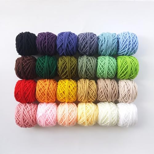 Farbiges Strickgarn, Tufting Gun Garn, Acryl, 8-fädig, 3,5 mm dick, mehrfarbig, 4er-Pack(24 Colors) von PXAMORTEL
