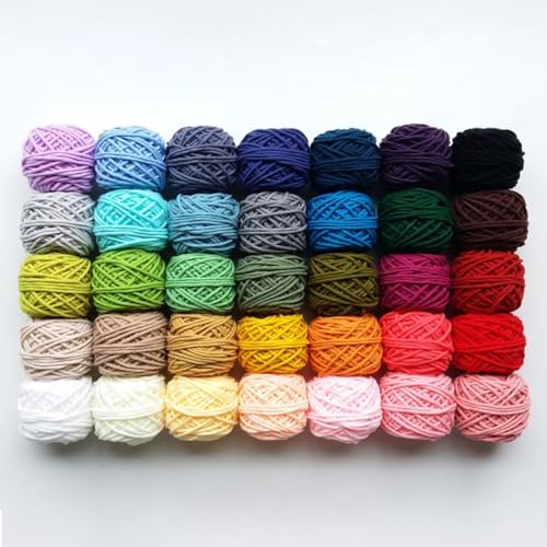 Farbiges Strickgarn, Tufting Gun Garn, Acryl, 8-fädig, 3,5 mm dick, mehrfarbig, 4er-Pack(35 Colors) von PXAMORTEL
