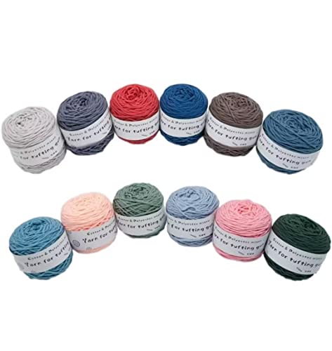 Farbiges Strickgarn, Tufting-Gun-Garn, Baumwoll-Polyester-Mischgewebe, mehrfarbig, 95 g, 195 g, 458 g, Packung mit 6 Rollen(Multi-color,458g/roll) von PXAMORTEL