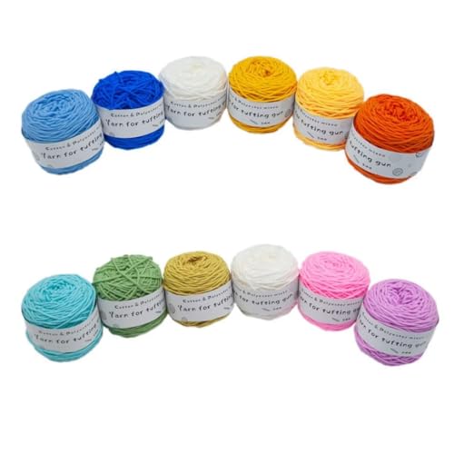 Farbiges Strickgarn, Tufting-Gun-Garn, Polyester-Baumwoll-Mischgewebe, 8 Stränge, 5 mm, 195 g, Rolle, mehrfarbig, 200 Meter(A2b2) von PXAMORTEL