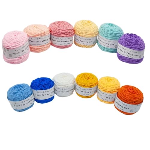 Farbiges Strickgarn, Tufting-Gun-Garn, Polyester-Baumwoll-Mischgewebe, 8 Stränge, 5 mm, 195 g, Rolle, mehrfarbig, 200 Meter(Aa2) von PXAMORTEL