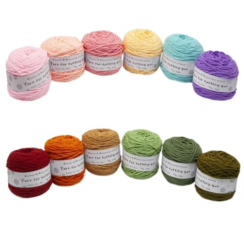 Farbiges Strickgarn, Tufting-Gun-Garn, Polyester-Baumwoll-Mischgewebe, 8 Stränge, 5 mm, 195 g, Rolle, mehrfarbig, 200 Meter(Ab) von PXAMORTEL