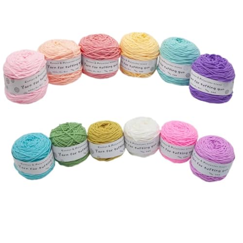 Farbiges Strickgarn, Tufting-Gun-Garn, Polyester-Baumwoll-Mischgewebe, 8 Stränge, 5 mm, 195 g, Rolle, mehrfarbig, 200 Meter(Ab2) von PXAMORTEL