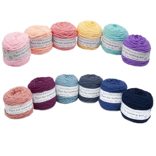 Farbiges Strickgarn, Tufting-Gun-Garn, Polyester-Baumwoll-Mischgewebe, 8 Stränge, 5 mm, 195 g, Rolle, mehrfarbig, 200 Meter(Ac) von PXAMORTEL