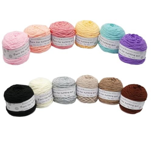 Farbiges Strickgarn, Tufting-Gun-Garn, Polyester-Baumwoll-Mischgewebe, 8 Stränge, 5 mm, 195 g, Rolle, mehrfarbig, 200 Meter(Ad) von PXAMORTEL