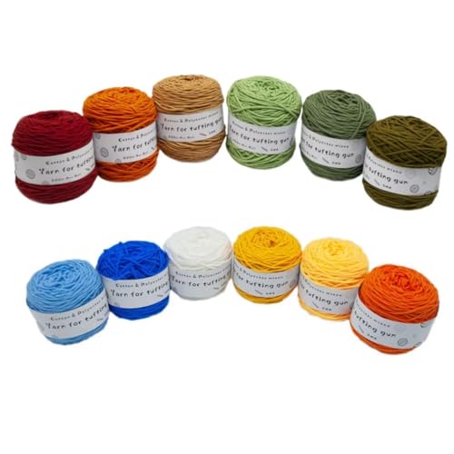 Farbiges Strickgarn, Tufting-Gun-Garn, Polyester-Baumwoll-Mischgewebe, 8 Stränge, 5 mm, 195 g, Rolle, mehrfarbig, 200 Meter(Ba2) von PXAMORTEL