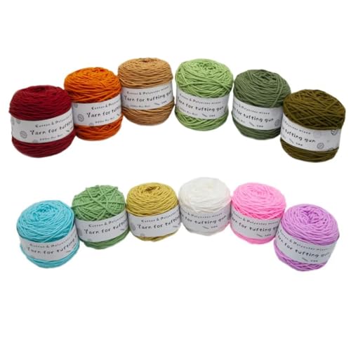 Farbiges Strickgarn, Tufting-Gun-Garn, Polyester-Baumwoll-Mischgewebe, 8 Stränge, 5 mm, 195 g, Rolle, mehrfarbig, 200 Meter(Bb2) von PXAMORTEL
