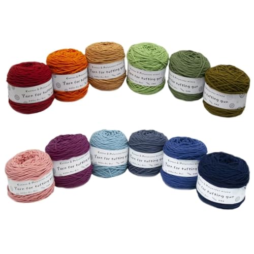 Farbiges Strickgarn, Tufting-Gun-Garn, Polyester-Baumwoll-Mischgewebe, 8 Stränge, 5 mm, 195 g, Rolle, mehrfarbig, 200 Meter(Bc) von PXAMORTEL