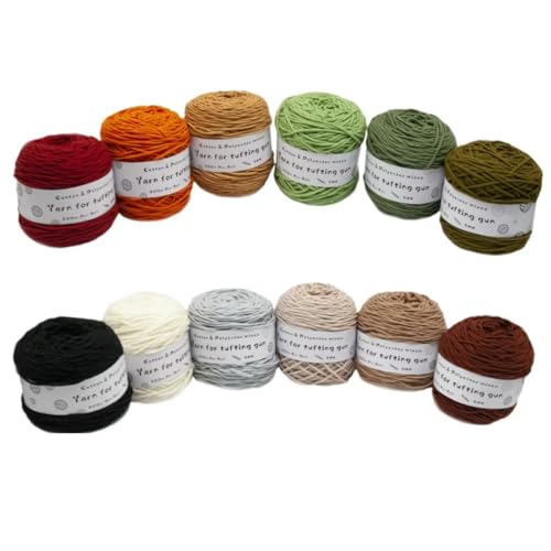 Farbiges Strickgarn, Tufting-Gun-Garn, Polyester-Baumwoll-Mischgewebe, 8 Stränge, 5 mm, 195 g, Rolle, mehrfarbig, 200 Meter(Bd) von PXAMORTEL