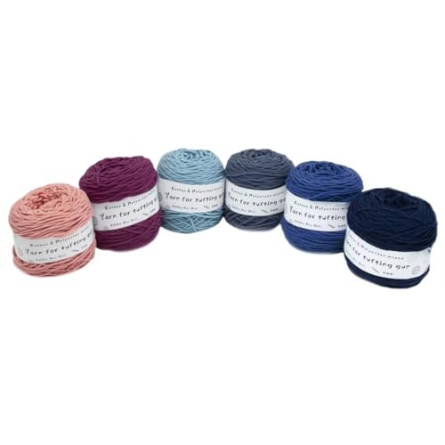 Farbiges Strickgarn, Tufting-Gun-Garn, Polyester-Baumwoll-Mischgewebe, 8 Stränge, 5 mm, 195 g, Rolle, mehrfarbig, 200 Meter(C) von PXAMORTEL