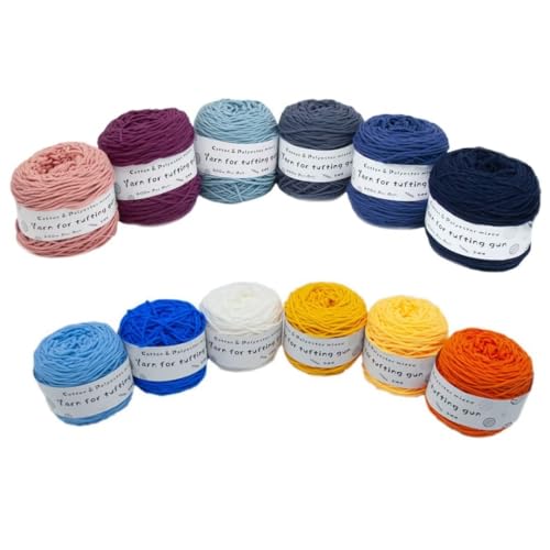 Farbiges Strickgarn, Tufting-Gun-Garn, Polyester-Baumwoll-Mischgewebe, 8 Stränge, 5 mm, 195 g, Rolle, mehrfarbig, 200 Meter(Ca2) von PXAMORTEL