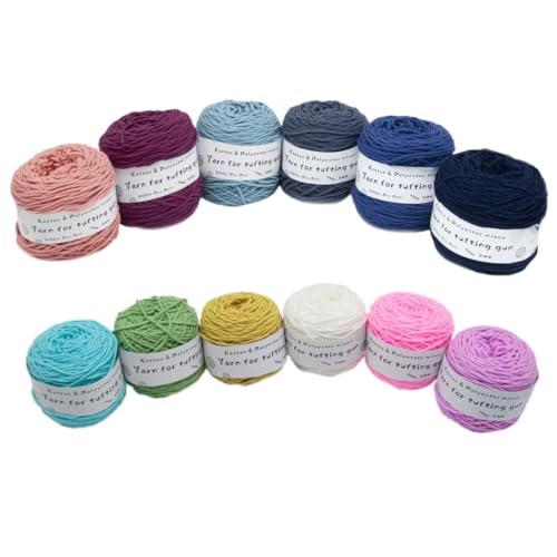 Farbiges Strickgarn, Tufting-Gun-Garn, Polyester-Baumwoll-Mischgewebe, 8 Stränge, 5 mm, 195 g, Rolle, mehrfarbig, 200 Meter(Cb2) von PXAMORTEL