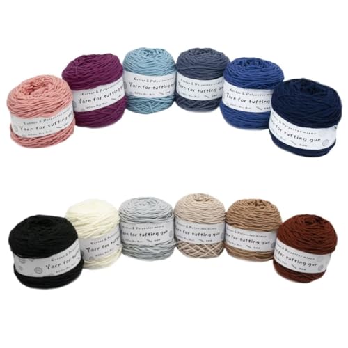 Farbiges Strickgarn, Tufting-Gun-Garn, Polyester-Baumwoll-Mischgewebe, 8 Stränge, 5 mm, 195 g, Rolle, mehrfarbig, 200 Meter(Cd) von PXAMORTEL