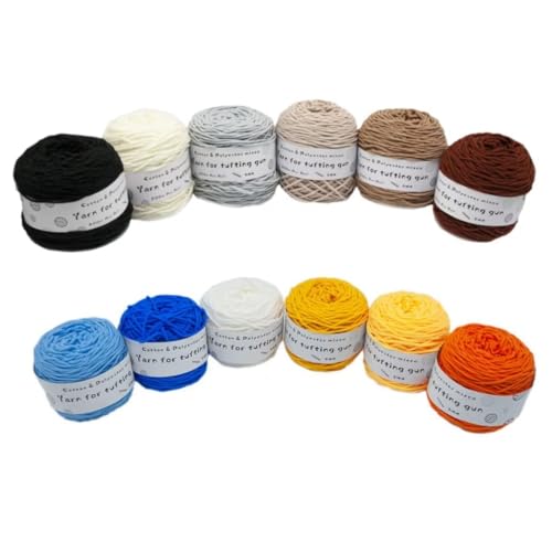 Farbiges Strickgarn, Tufting-Gun-Garn, Polyester-Baumwoll-Mischgewebe, 8 Stränge, 5 mm, 195 g, Rolle, mehrfarbig, 200 Meter(Da2) von PXAMORTEL