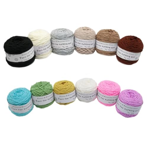 Farbiges Strickgarn, Tufting-Gun-Garn, Polyester-Baumwoll-Mischgewebe, 8 Stränge, 5 mm, 195 g, Rolle, mehrfarbig, 200 Meter(Db2) von PXAMORTEL