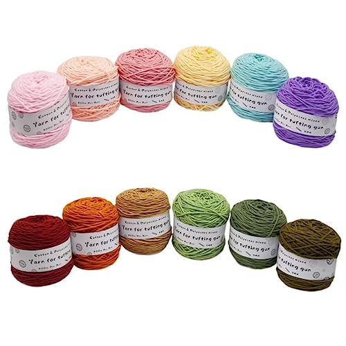 Farbiges Strickgarn, Tufting Gun Garn Baumwolle Polyester Packung mit 6 Rollen Multicolor mehrere Größen(Ab,M) von PXAMORTEL