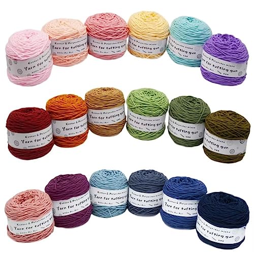 Farbiges Strickgarn, Tufting Gun Garn Baumwolle Polyester Packung mit 6 Rollen Multicolor mehrere Größen(Abc,M) von PXAMORTEL