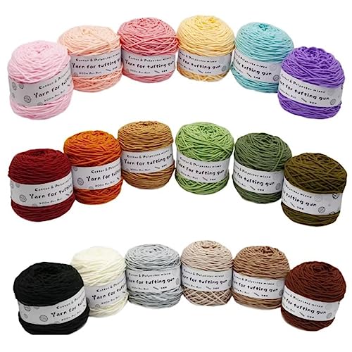 Farbiges Strickgarn, Tufting Gun Garn Baumwolle Polyester Packung mit 6 Rollen Multicolor mehrere Größen(Abd,Large) von PXAMORTEL