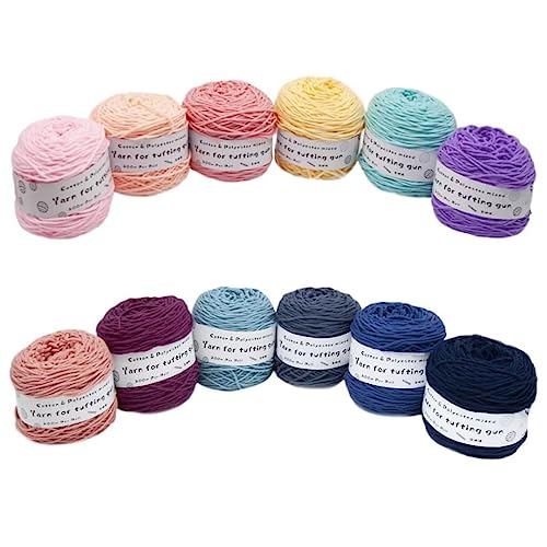 Farbiges Strickgarn, Tufting Gun Garn Baumwolle Polyester Packung mit 6 Rollen Multicolor mehrere Größen(Ac,Large) von PXAMORTEL