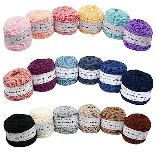 Farbiges Strickgarn, Tufting Gun Garn Baumwolle Polyester Packung mit 6 Rollen Multicolor mehrere Größen(Acd,Large) von PXAMORTEL